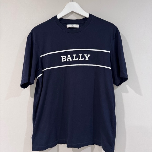 Bally Dark Blue Men's Tee with White Accents - Picture 2 of 3